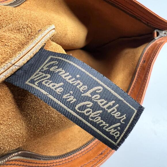 Yudi Clutch Bag Womens Large Brown Leather Zip Wristlet Suede Lining Colombia - Picture 8 of 11